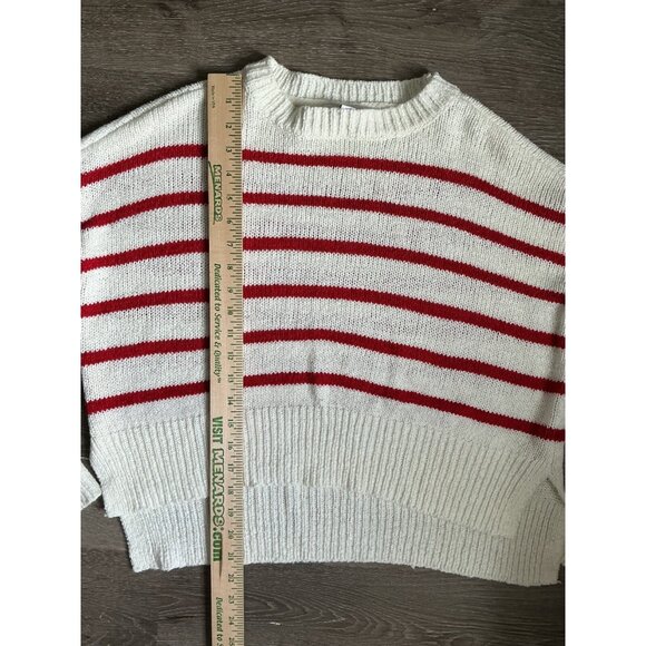 C&C California Red & White Stripe Pullover Lightweight Crew Neck Sweater - Picture 5 of 7